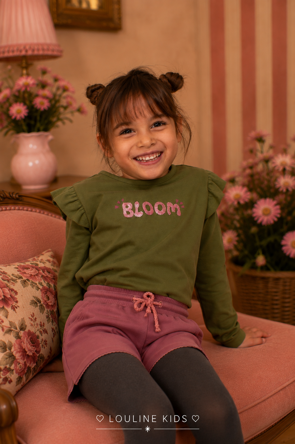 Jubel - T-shirt olive Moon Flowers