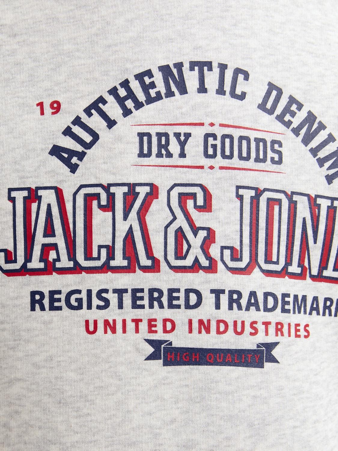 Jack&Jones - Sweat à capuche JJELOGO White Melange & True Red
