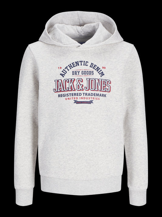 Jack&Jones - Sweat à capuche JJELOGO White Melange & True Red