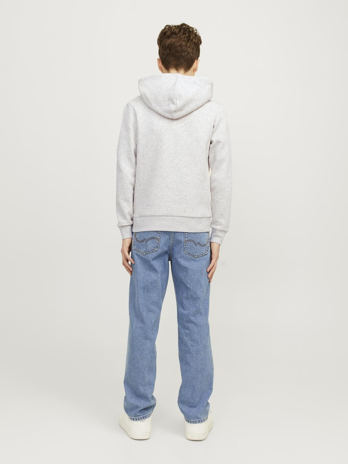 Jack&Jones - Sweat à capuche JJELOGO White Melange & True Red