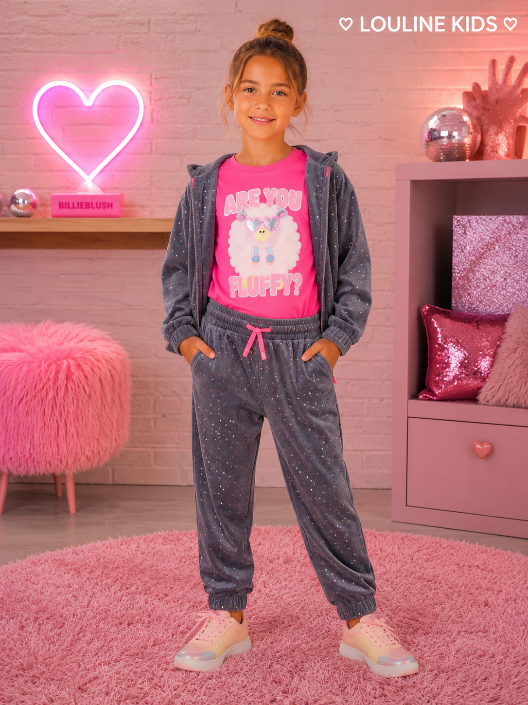 Billieblush - Gilet gris en velours zippé à capuche