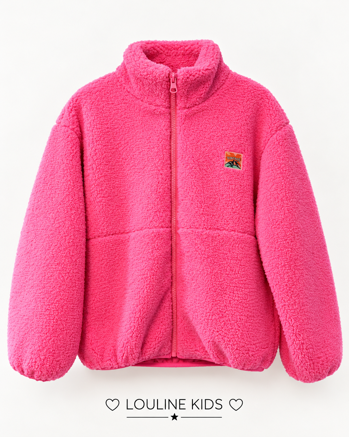 Mère & Enfant - Veste teddy fuchsia avec patch