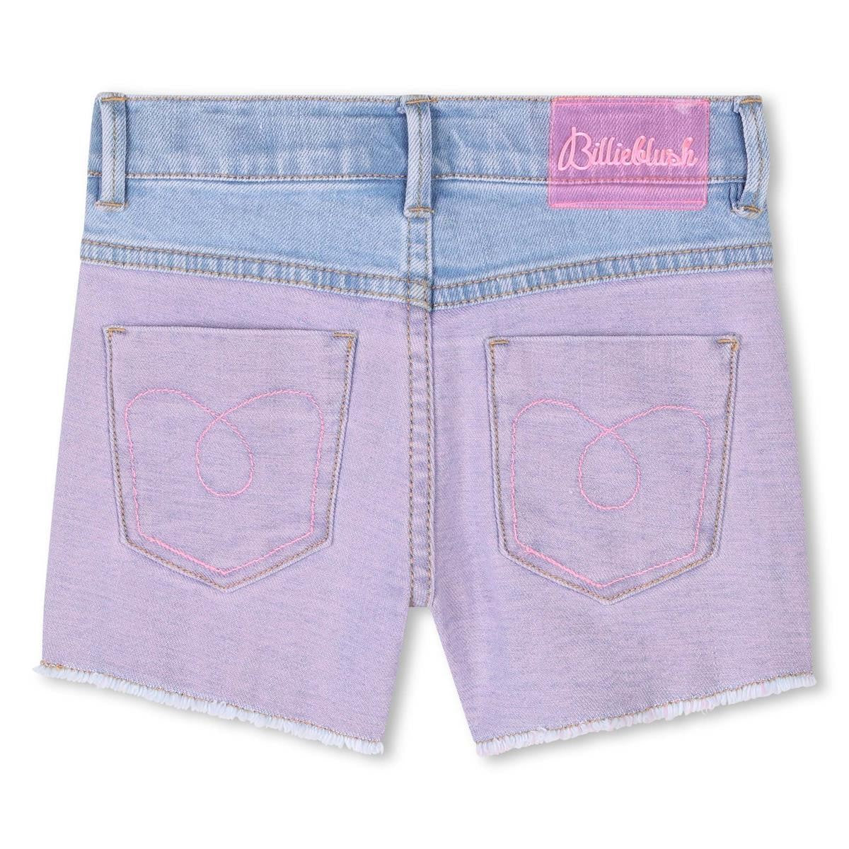Billieblush - Bi -Color Denim Short & Ilustration in Sequin
