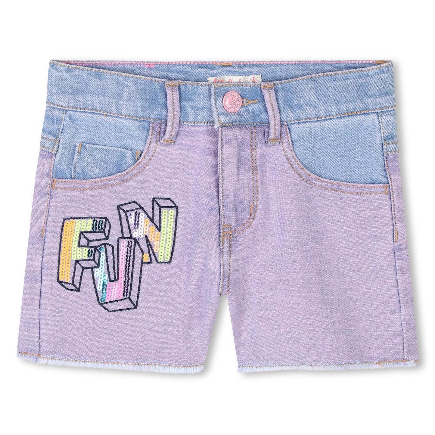 Billieblush - Bi -Color Denim Short & Ilustration in Sequin
