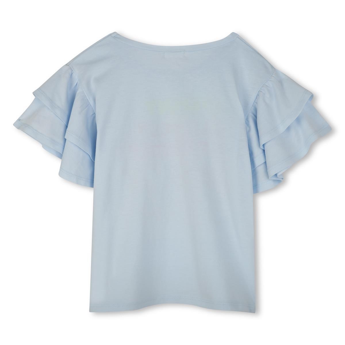 Billieblush - Blue T -shirt met vliegende mouwen en inscriptie