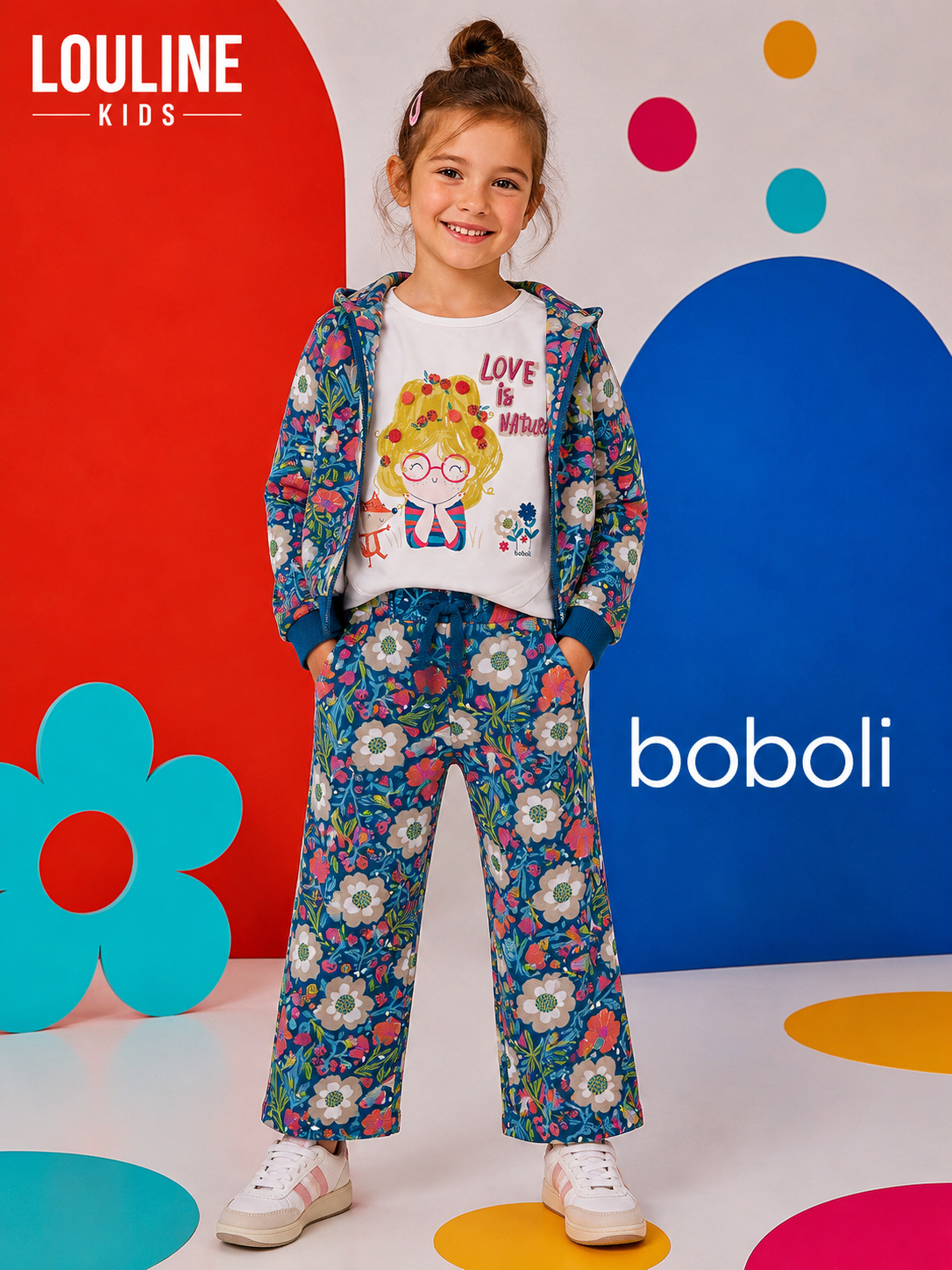 Boboli - Gilet zippé à capuche FLOWERS