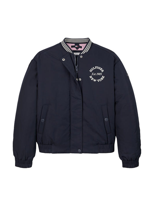 Tommy Hilfiger - Universitätsbomber in Satin Navy Varsity Sateen