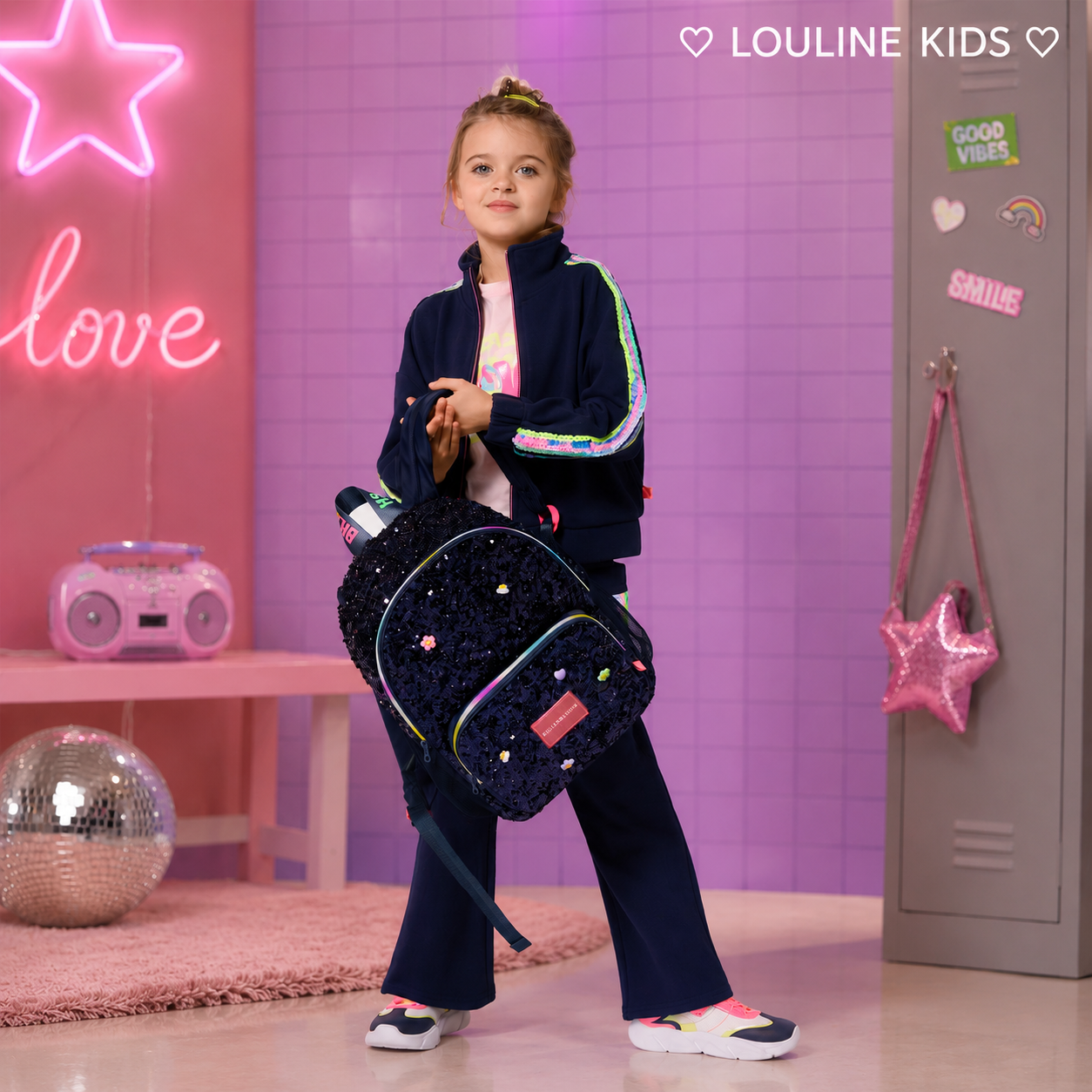Billieblush - Sac à dos navy format école en sequins