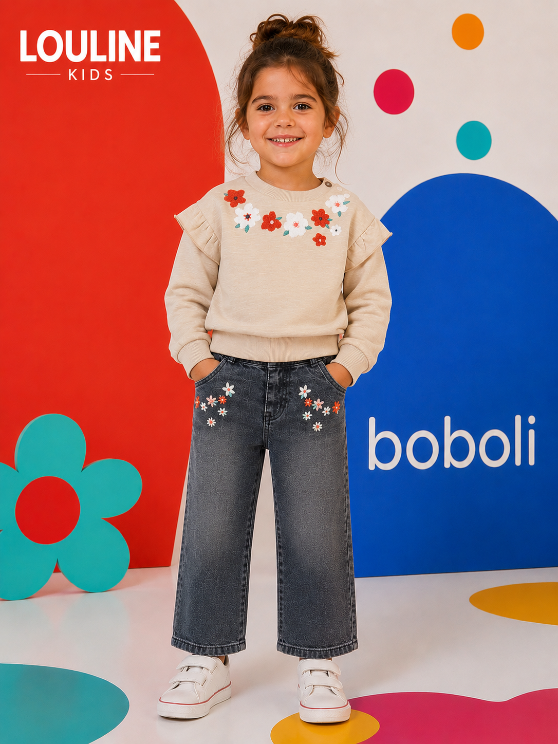 Boboli - Sweat crème FLOWERS