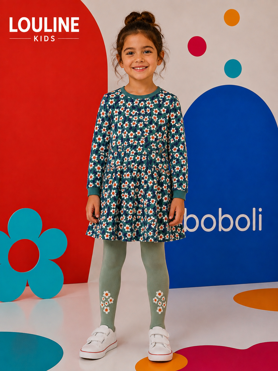Boboli - Collant vert FLOWERS