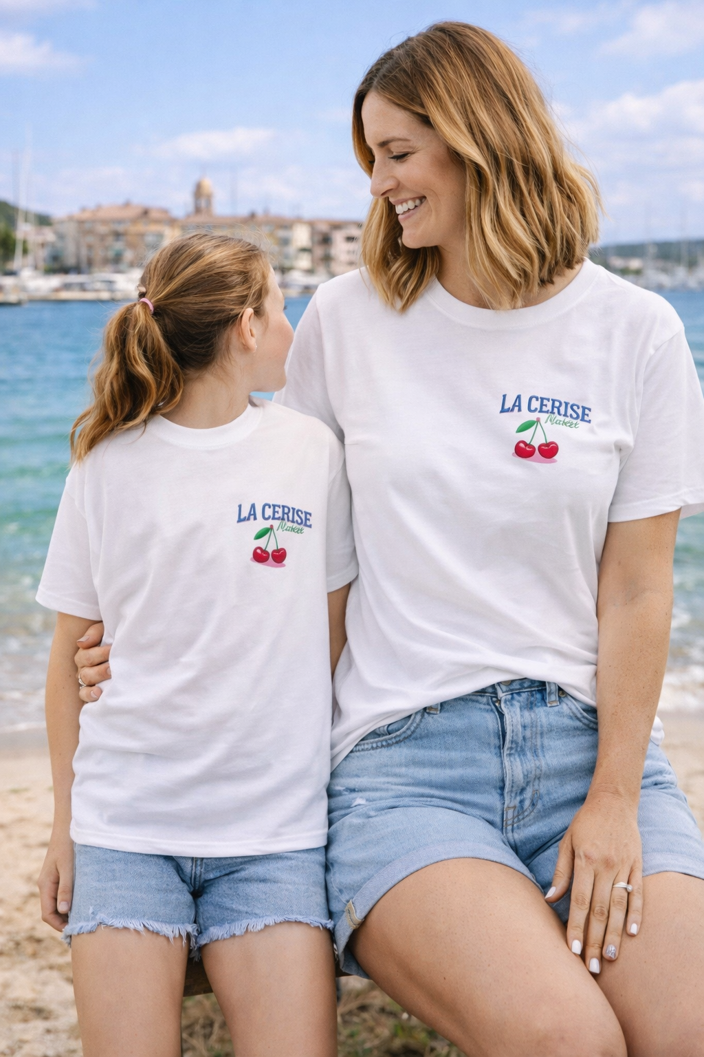 Mère & Fille - T-shirt blanc "La cerise Market"
