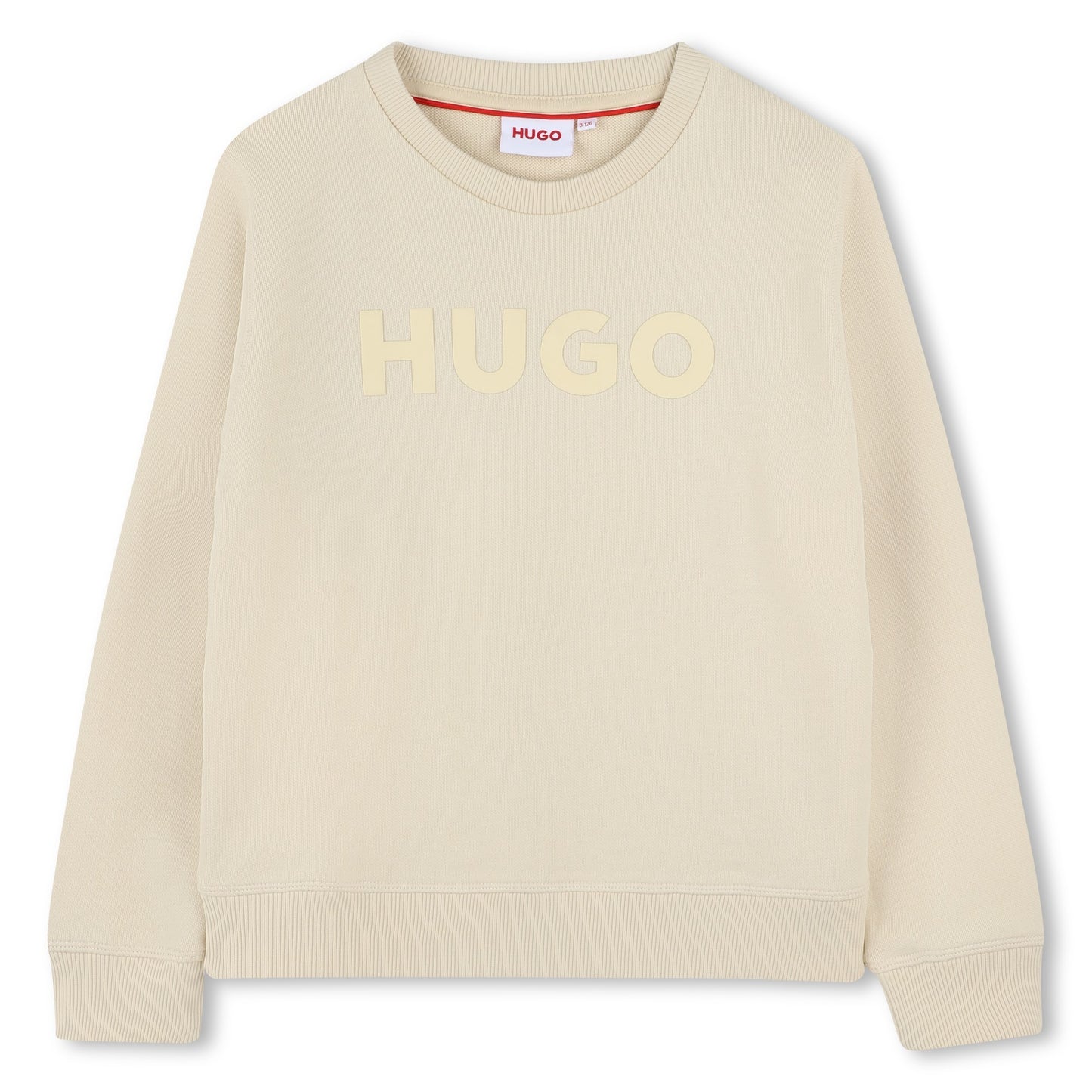 Hugo - Beige Sweatshirt und "Hugo" in Erleichterung gedruckt