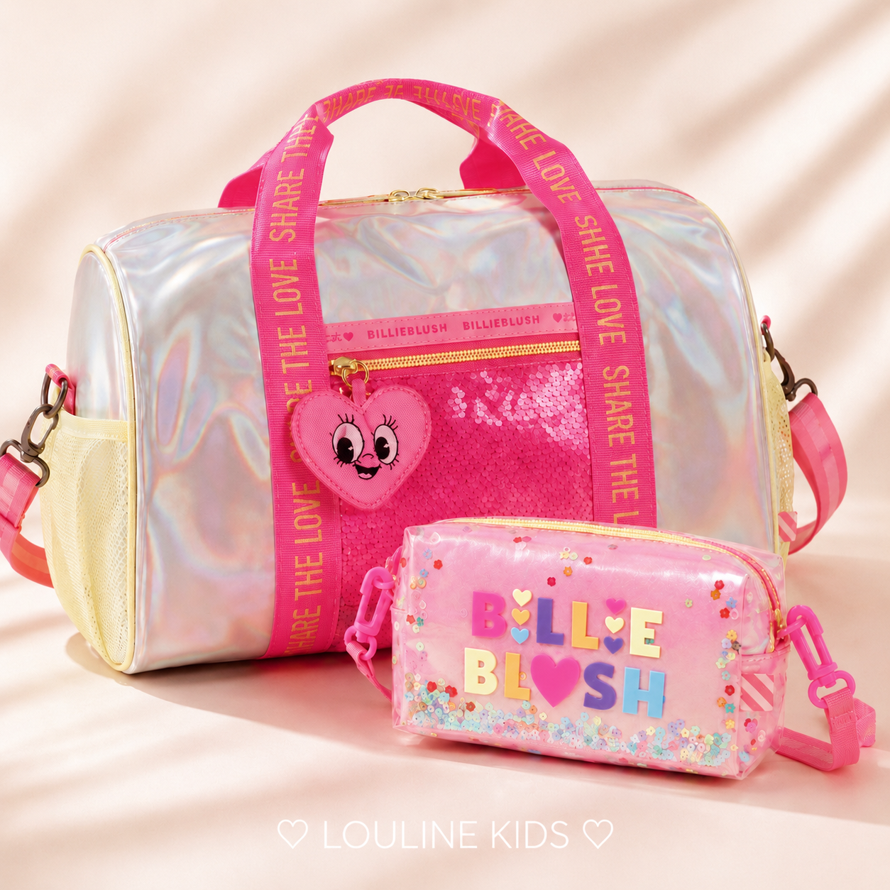 Billieblush - Trousse rose brillante à reflet rose & sequins