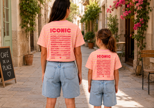 Mère & Fille - T-shirt rayé corail ICONIC