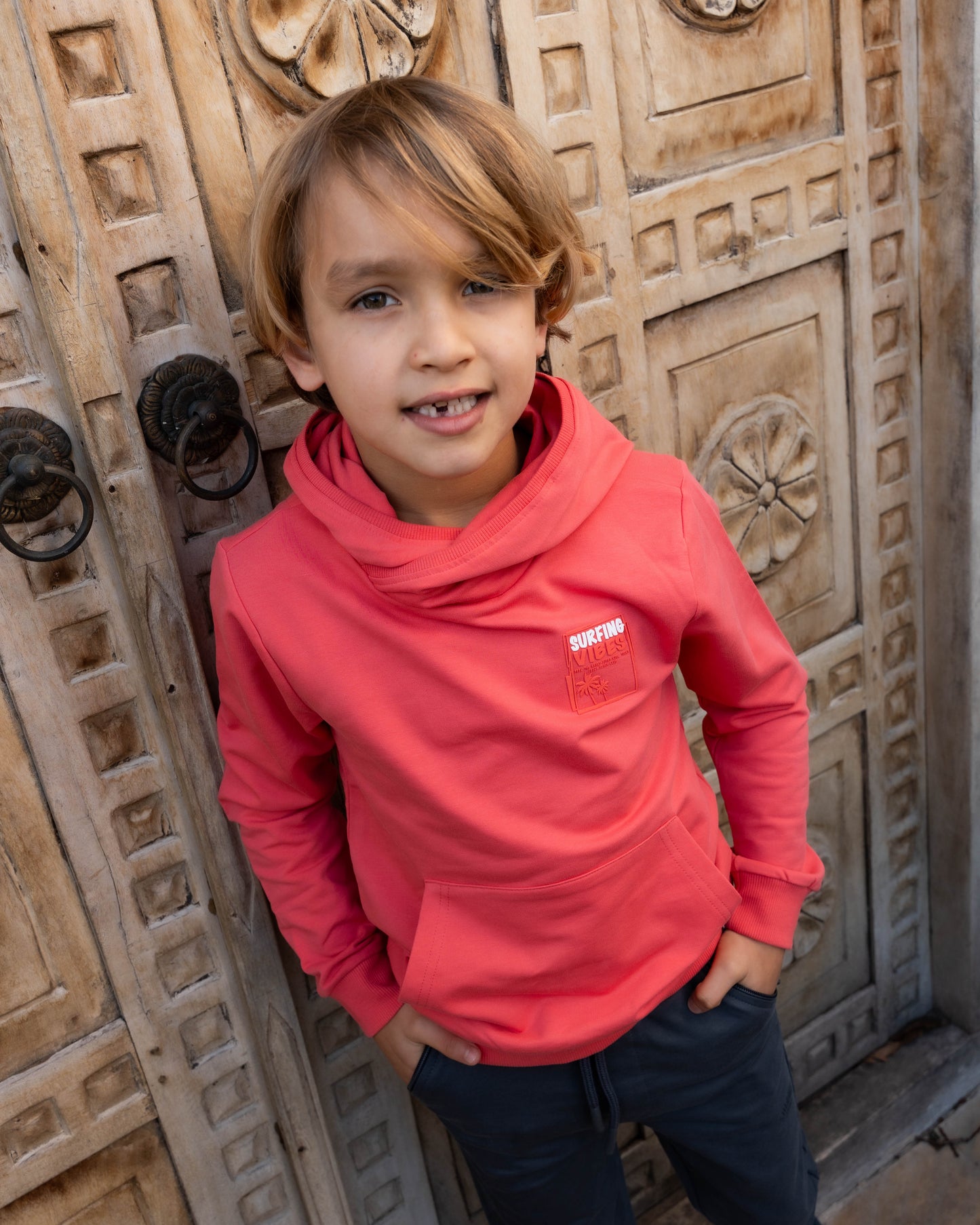 Skurk - Sweat à capuche backprint raspberry Saav