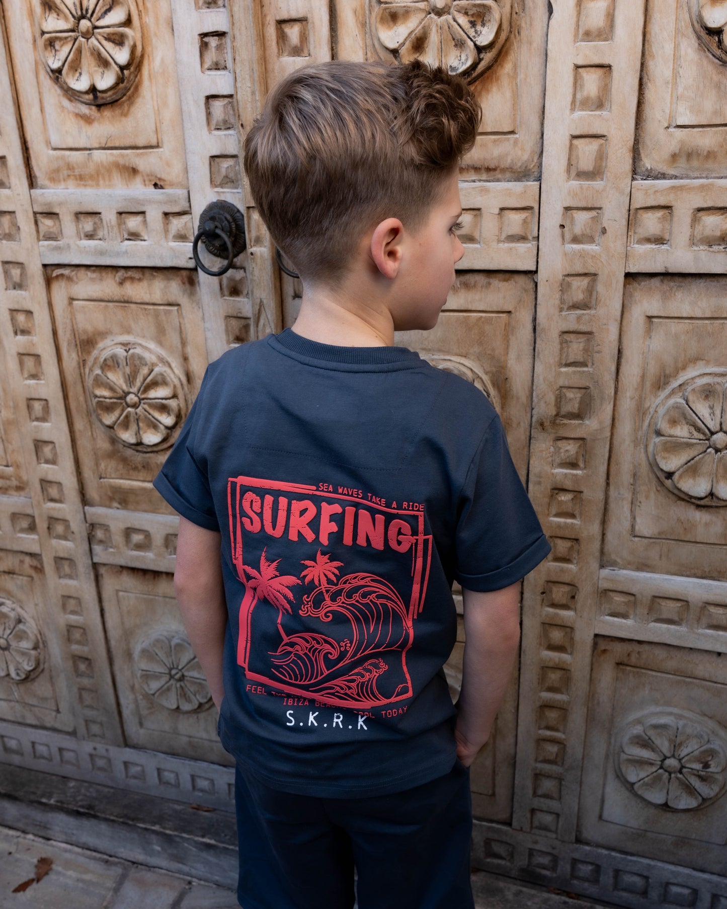 Skurk - T-shirt backprint gris Taks