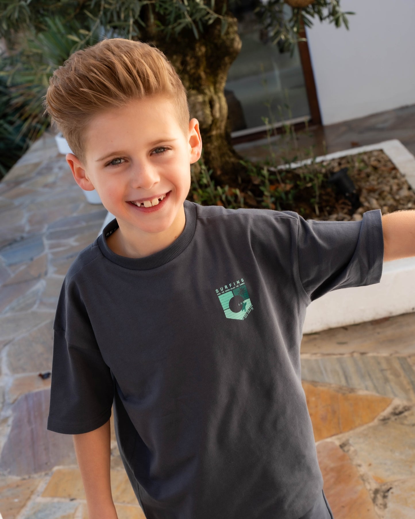 Skurk - T-shirt backprint gris Tanzi