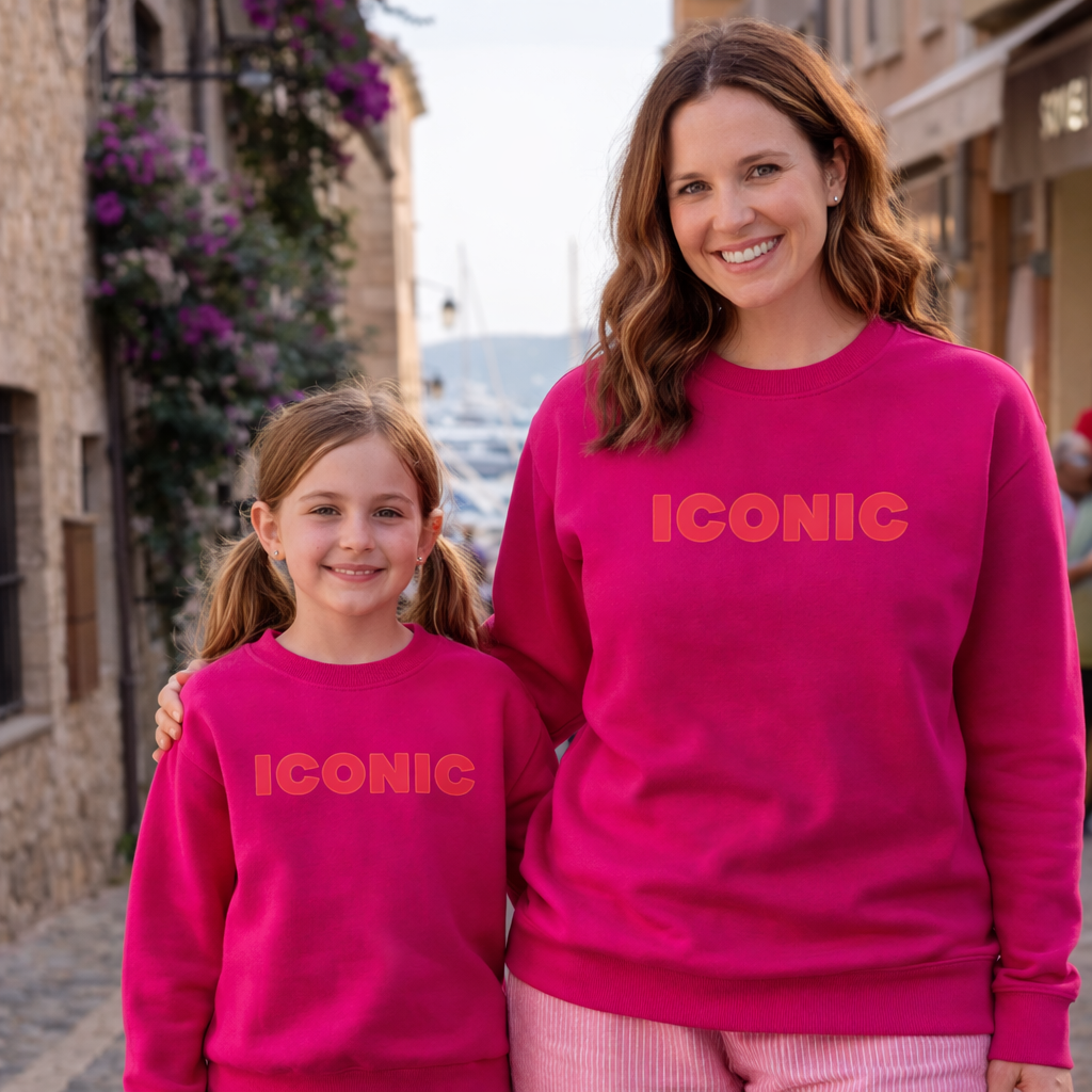 Mutter und Tochter – ICONIC-Sweatshirt in Fuchsia