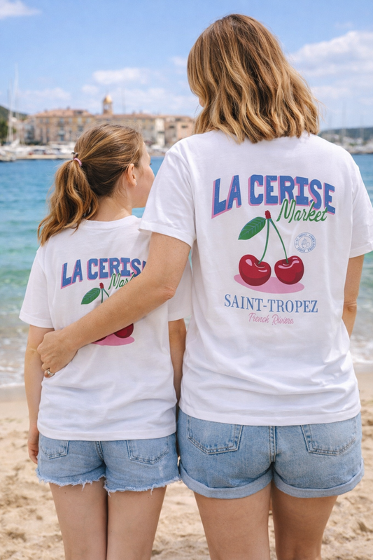 Mère & Fille - T-shirt blanc "La cerise Market"