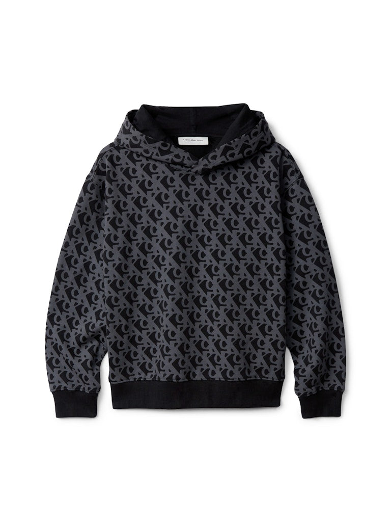 Calvin Klein - Sweat à capuche noir logo AOP