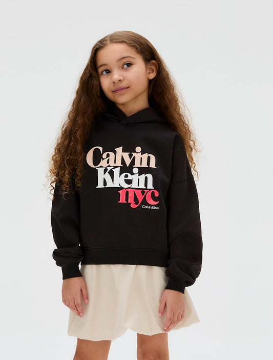 Calvin Klein - Sweat à capuche noir Pearl Signature