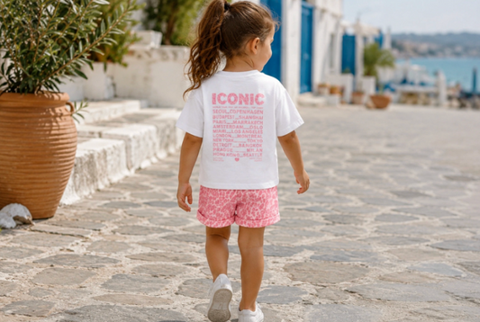T-shirt backprint ICONIC + Short imprimé léopard avec ceinture ROSE