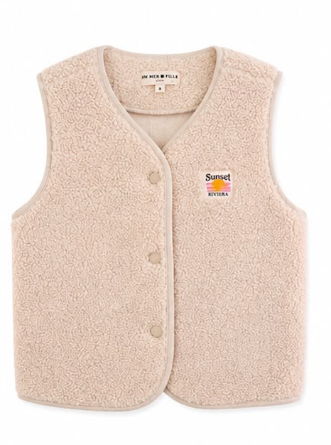 Mère & Enfant - Gilet sans manche moumoute vanille