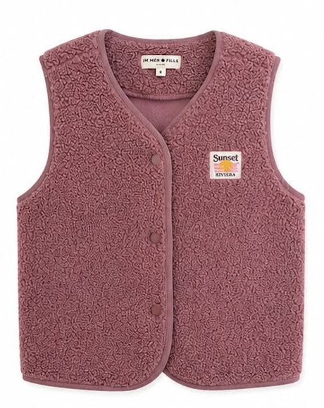 Mère & Enfant - Gilet sans manche moumoute prune