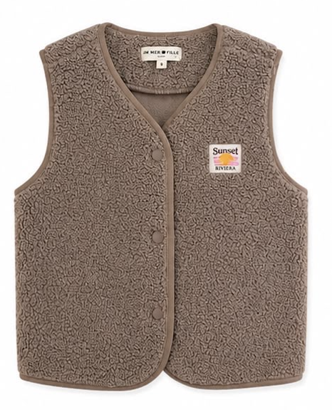 Mère & Enfant - Gilet sans manche moumoute taupe