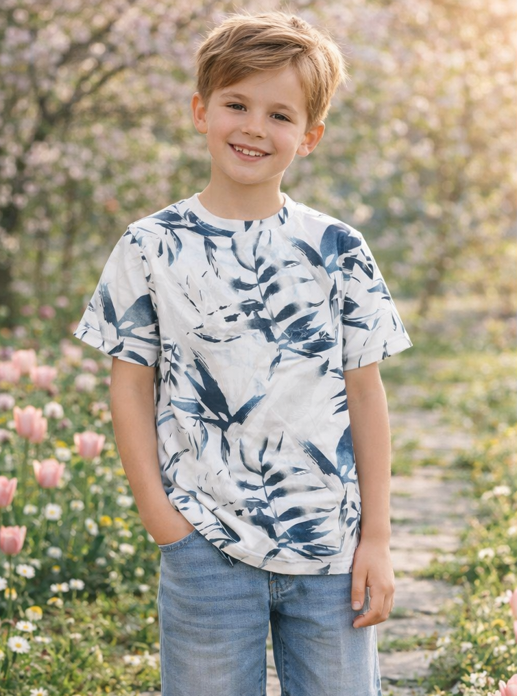 Jack&Jones - T-shirt fleuri Cloud Dancer JJHONOLULU