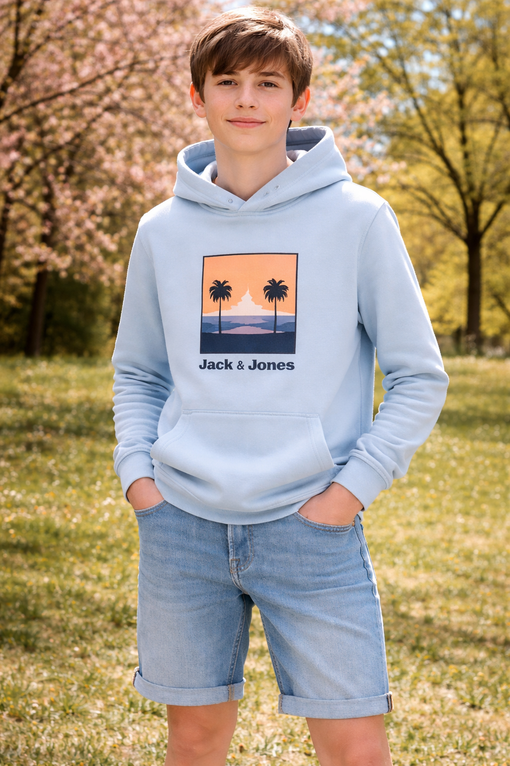 Jack&Jones - Sweat à capuche Célestial Blue JJPERRY