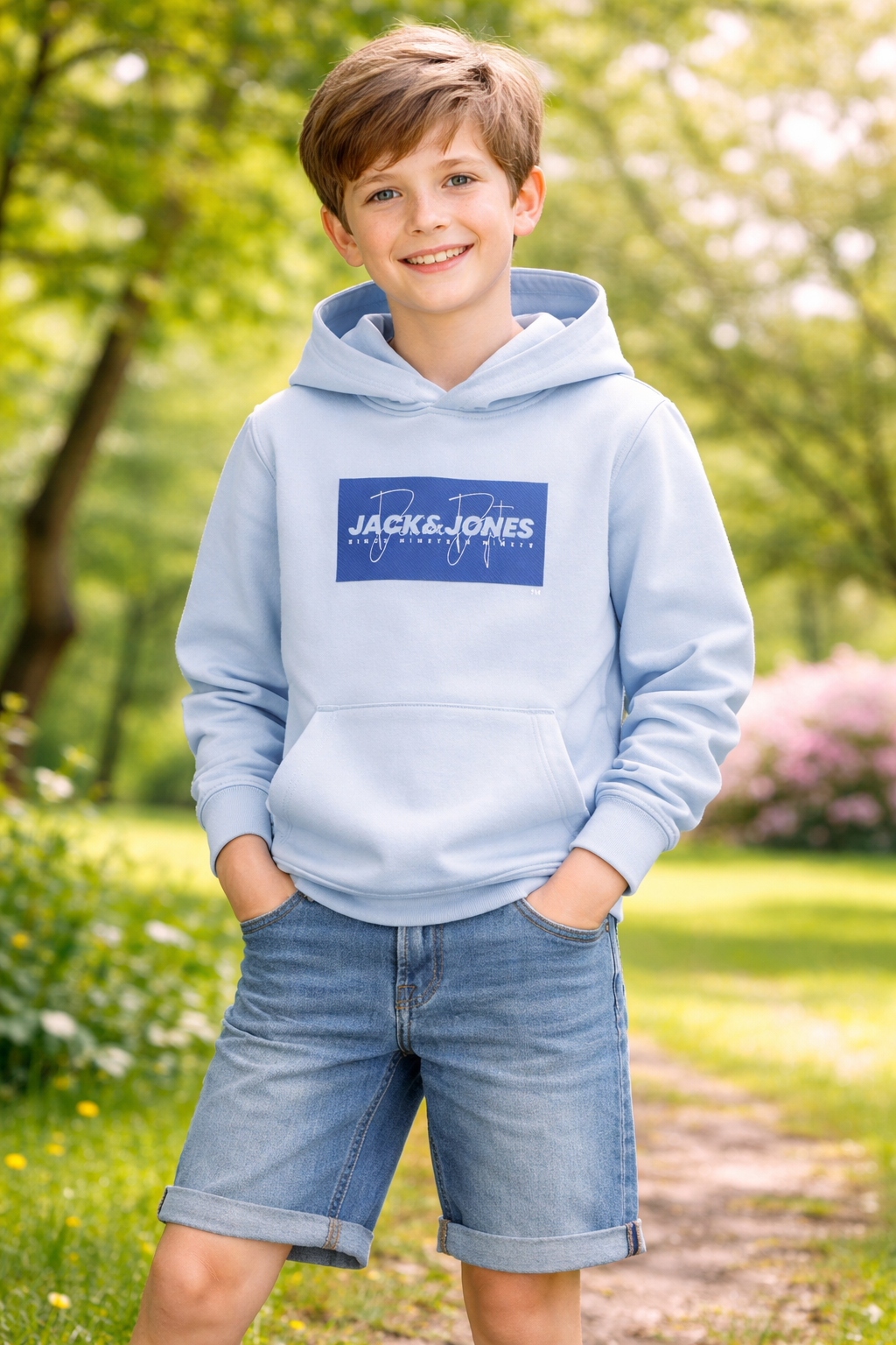 Jack & Jones - Sudadera con capucha JJ COLE azul celeste