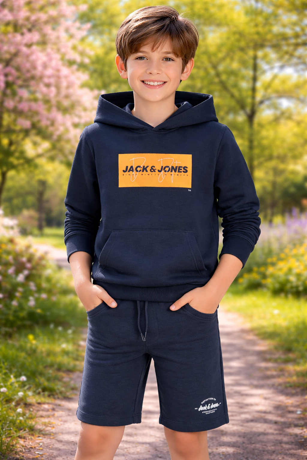 Jack & Jones - Sudadera con capucha tipo blazer azul marino JJ COLE
