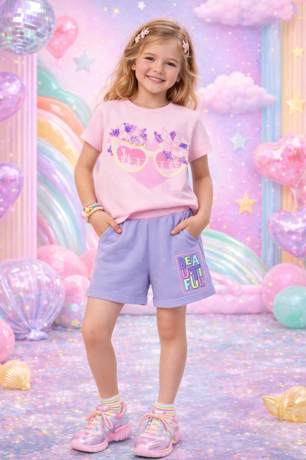 Billieblush - Pantalón corto polar azul ángel