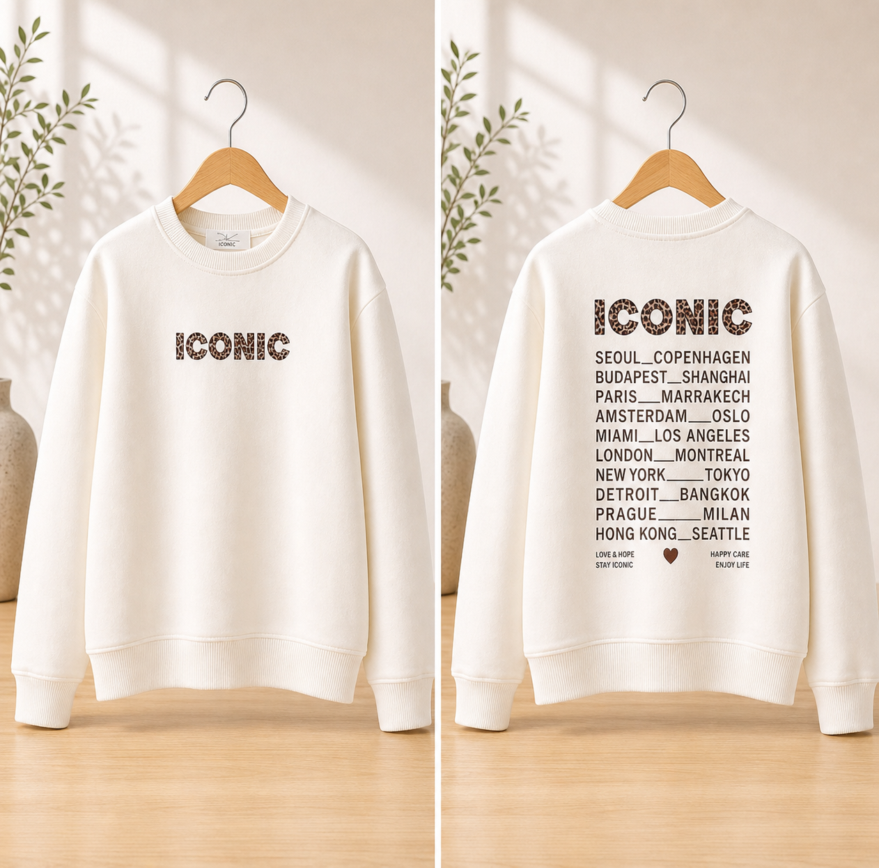 Mère & Fille - Sweat fin blanc léopard ICONIC