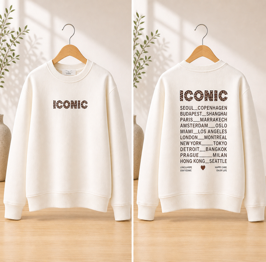 Mère & Fille - Sweat fin blanc léopard ICONIC