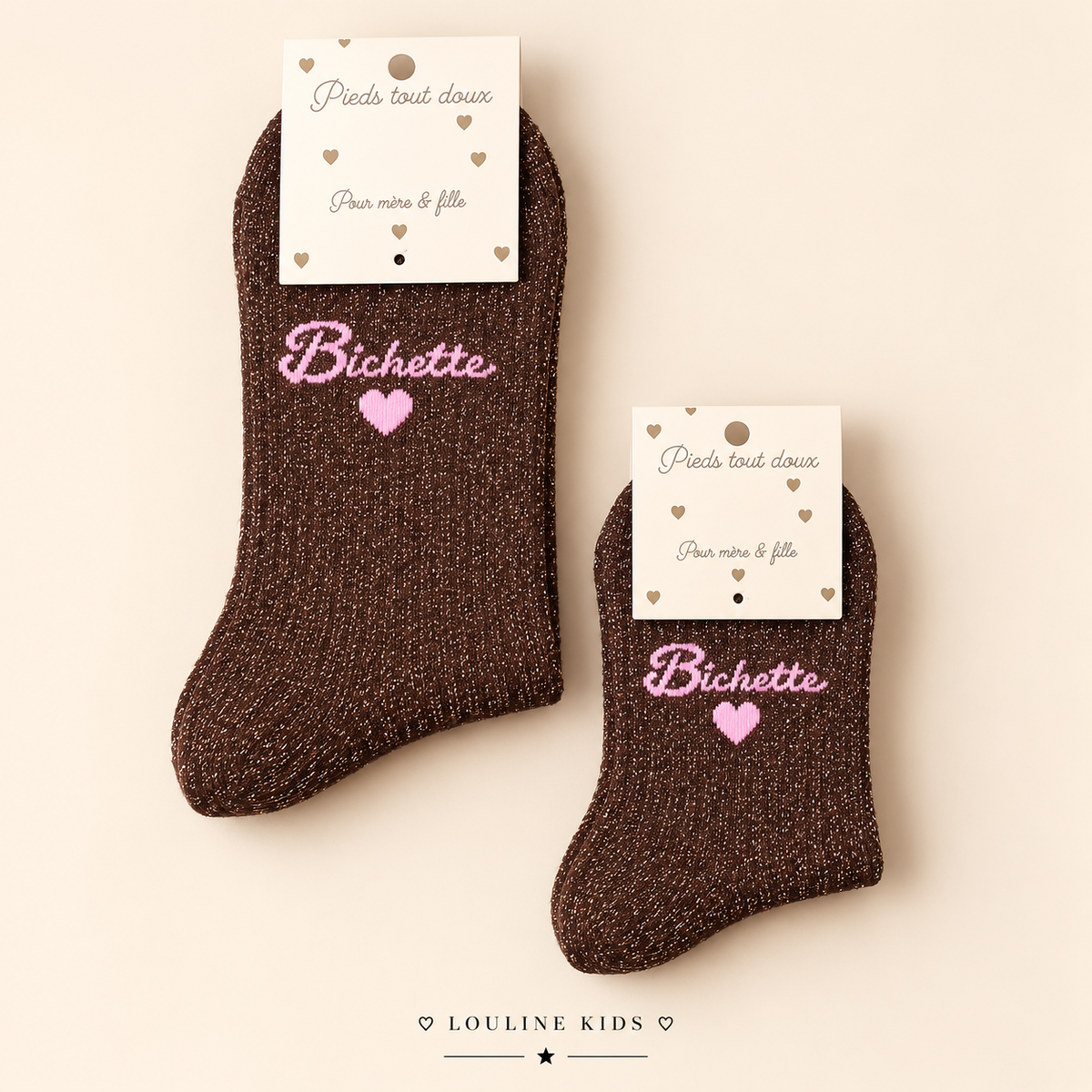 Mère & Enfant - Chaussettes chocolat irisé BICHETTE