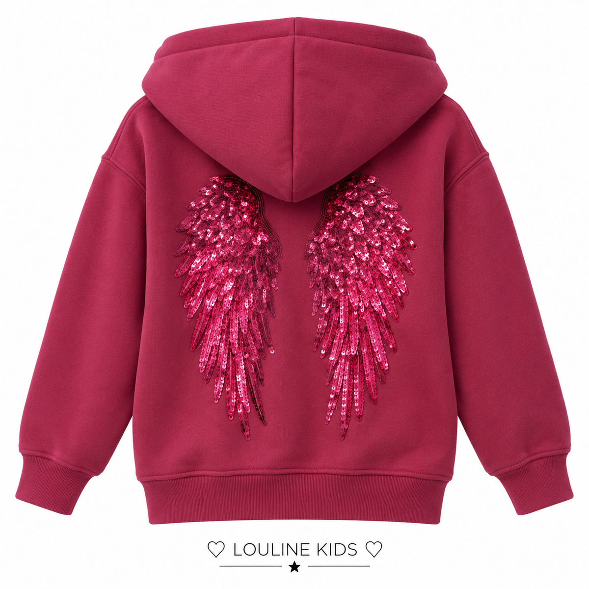 Mère & Enfant - Gilet zippé à capuche backprint bordeaux Angel