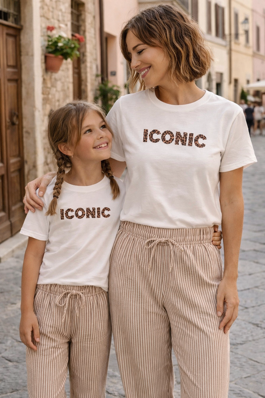 Mère & Fille - T-shirt banc & léopard ICONIC