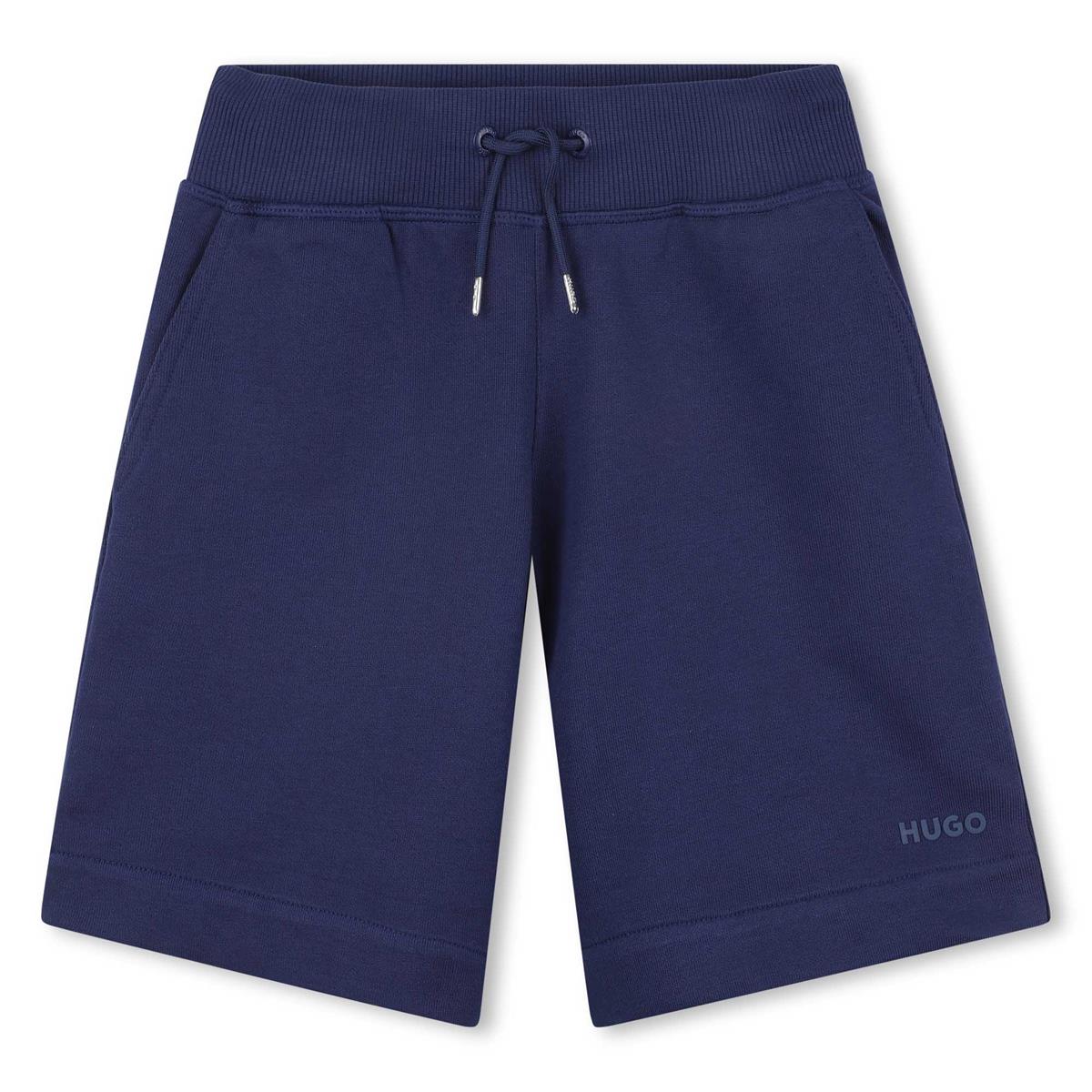 Hugo - Jogging Short Medieval Blue & Small Relief Logo op de onderbenen