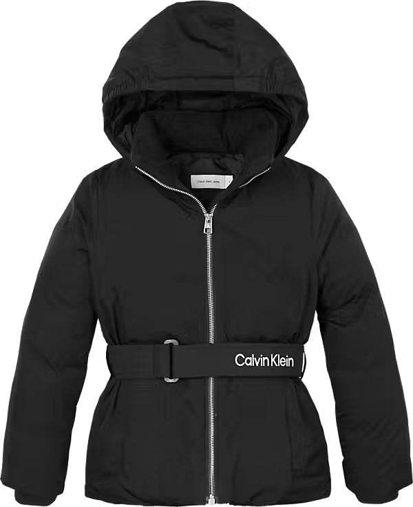 Calvin Klein - Veste ceinturée noire avec capuche