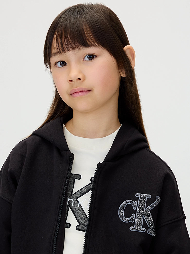 Calvin Klein - Cardigan zippé à capuche noir