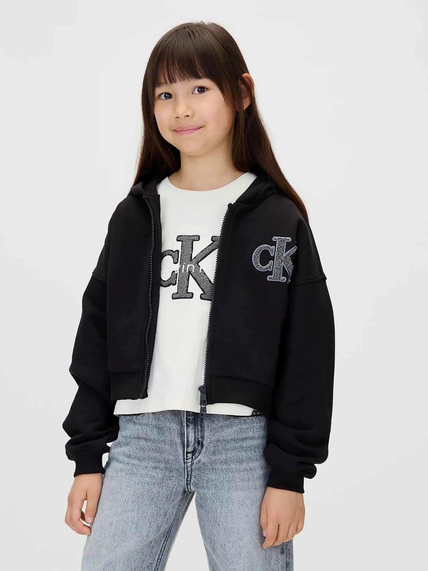 Calvin Klein - Cardigan zippé à capuche noir