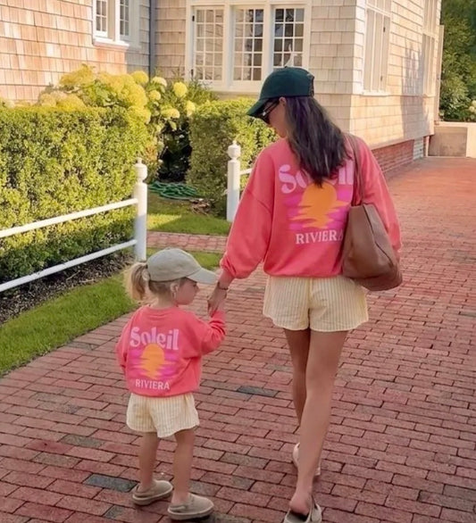 Mère & Fille - Sweat fin corail RIVIERA