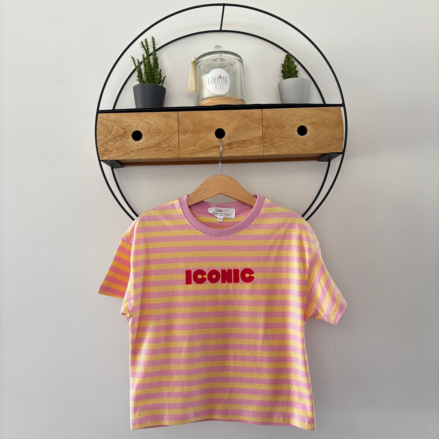 Mère & Fille - T-shirt rayé jaune & rose ICONIC