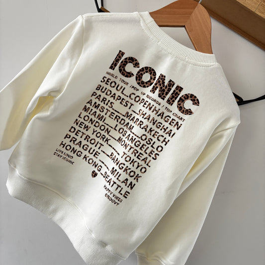 Mère & Fille - Sweat fin blanc léopard ICONIC