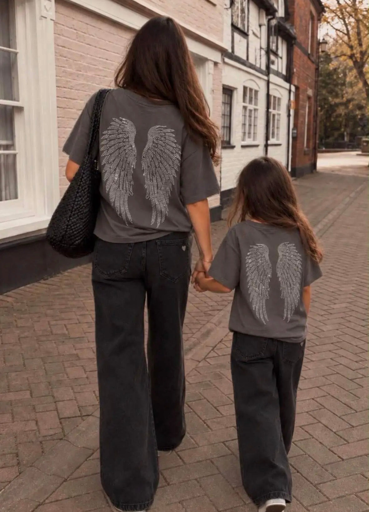 Mère & Enfant - T-shirt gris backprint Angel ❗️précommande : réception le 23/09