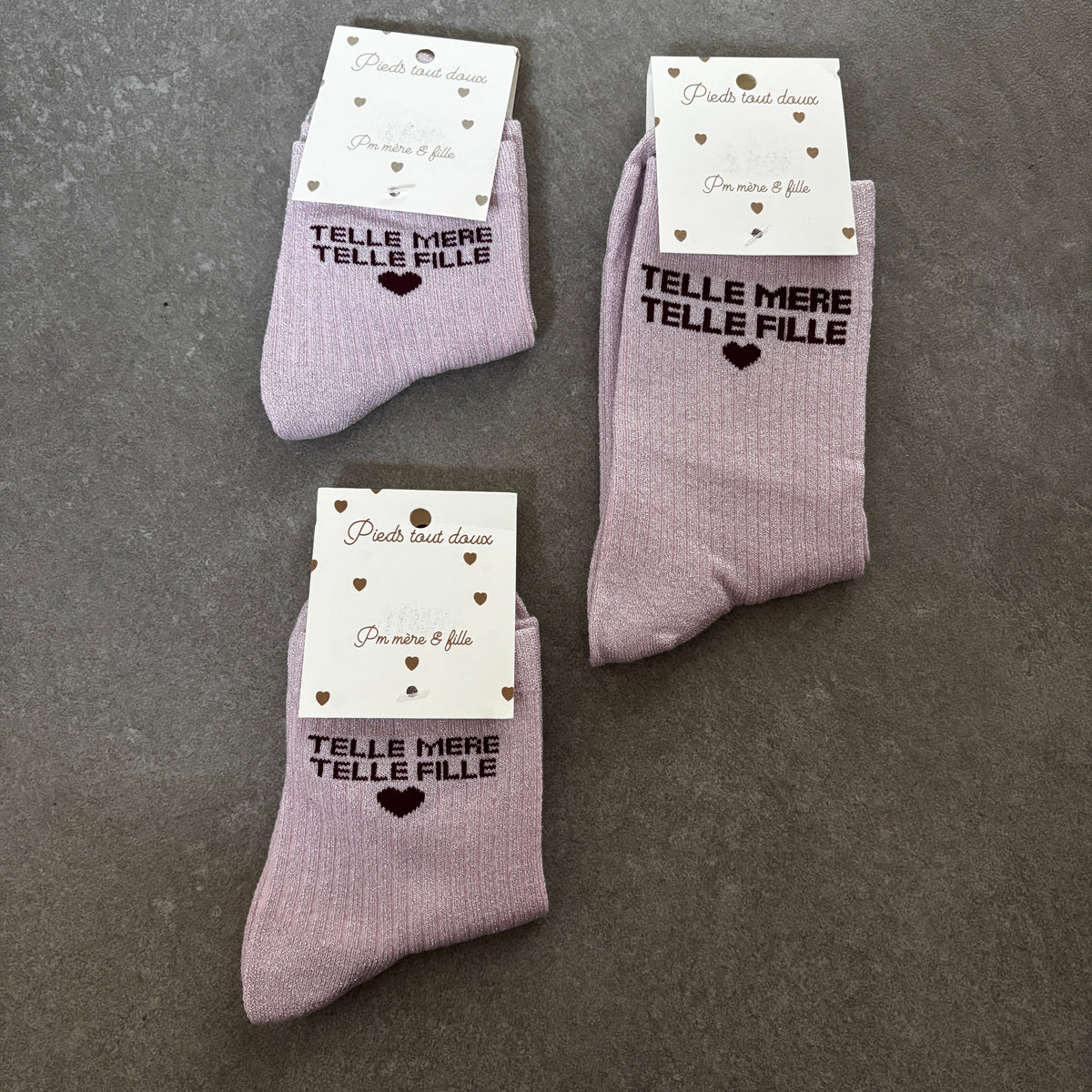 Mère & Enfant - Chaussettes rose irisé Telle Mère - Telle fille