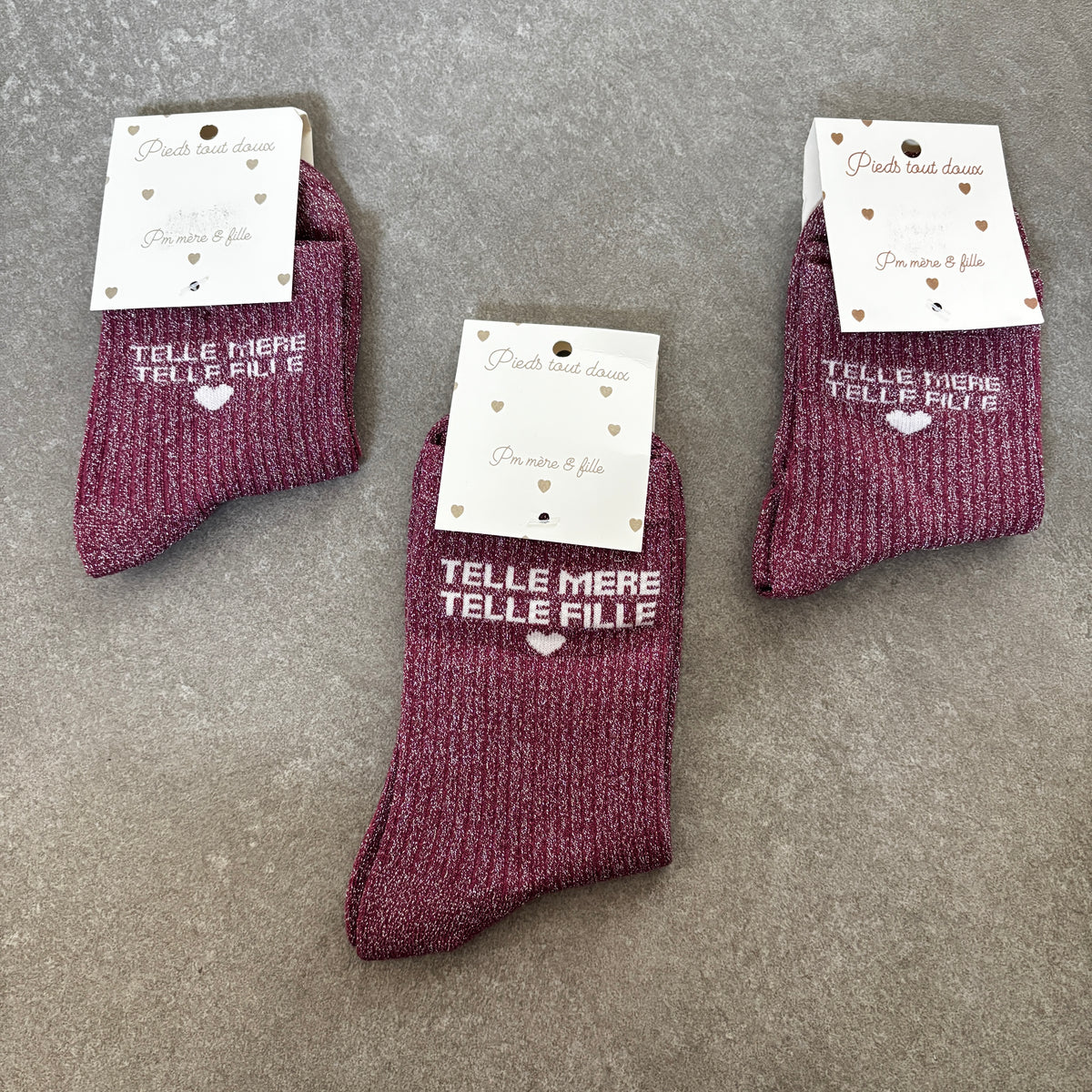 Mère & Enfant - Chaussettes prune irisée Telle Mère - Telle fille