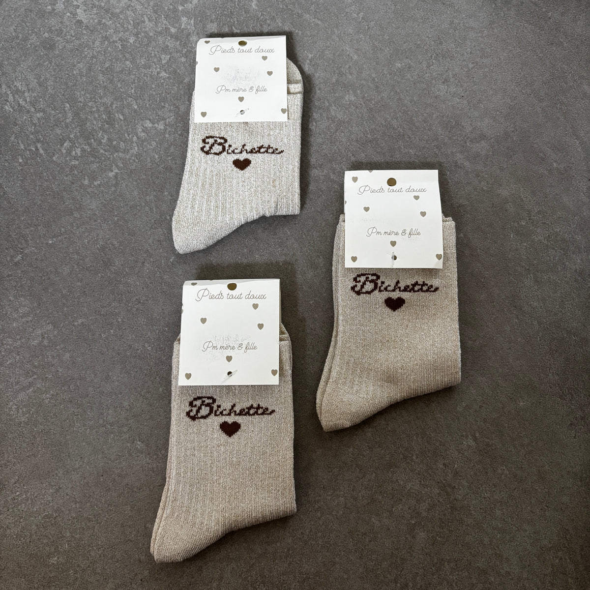 Mère & Enfant - Chaussettes biege irisé BICHETTE